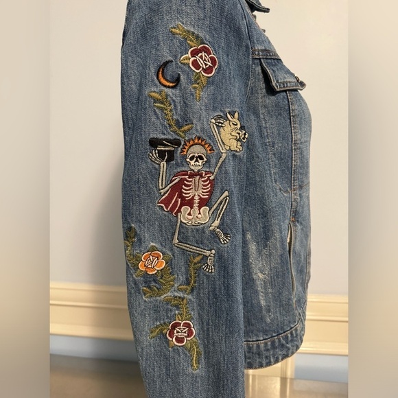 Zadig & Voltaire - RARE Kioky Tattoo embroidered denim jean jacket - Picture 8 of 16